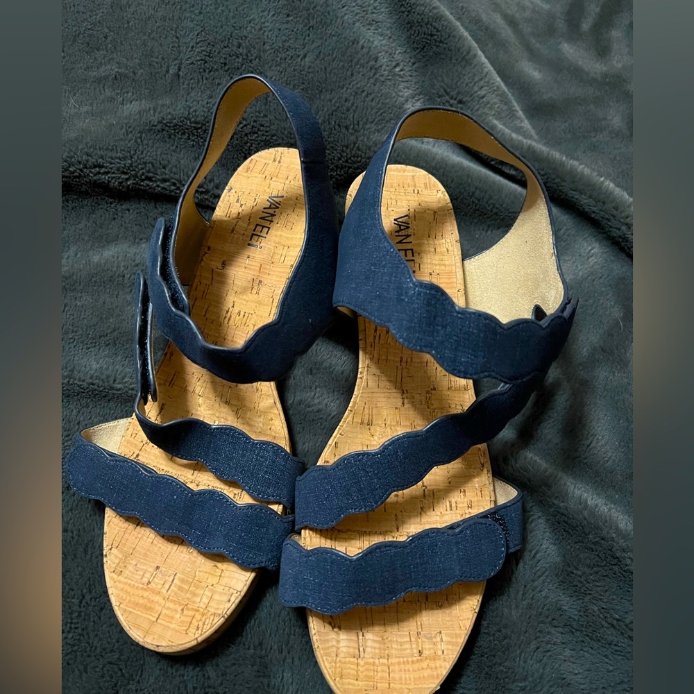Vaneli Kabie Adjustable Sandals Sz 13M color: Denim Blue NWOT
